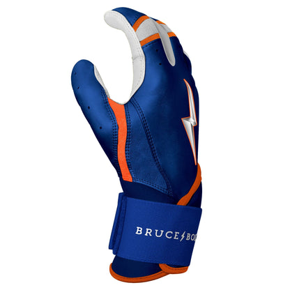 Shop Bruce Bolt PREMIUM PRO NIMMO Long Cuff Batting Gloves: Mets Blue