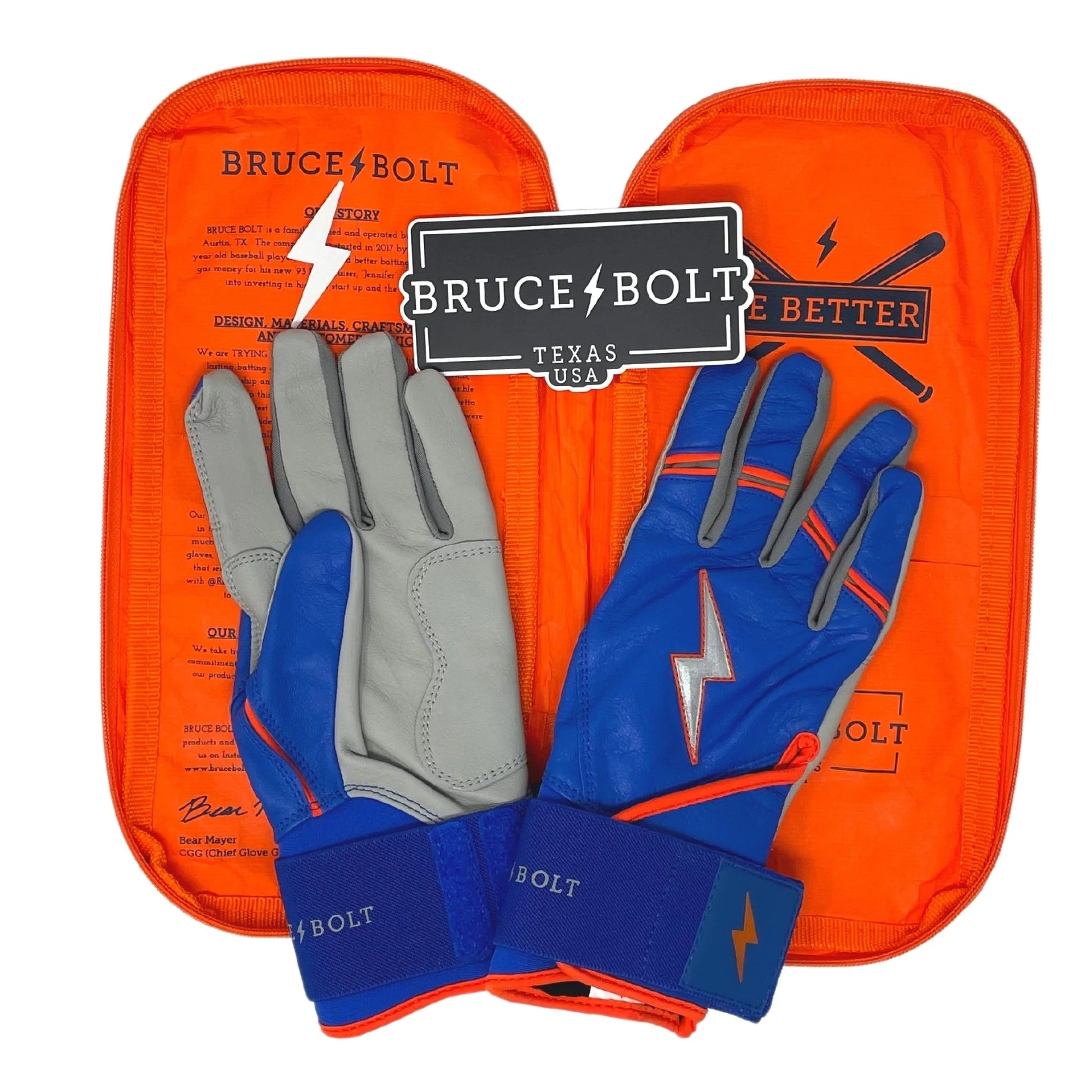 Shop Bruce Bolt PREMIUM PRO NIMMO Long Cuff Batting Gloves: Mets Blue