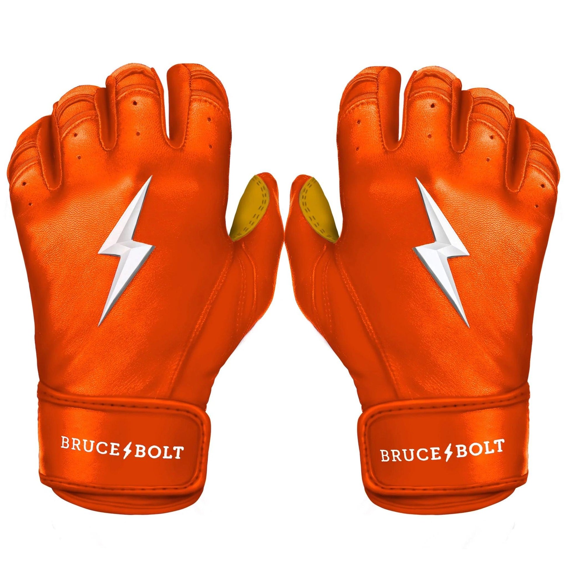 SHOP Bruce Bolt PREMIUM PRO Short Cuff Batting Gloves: Orange