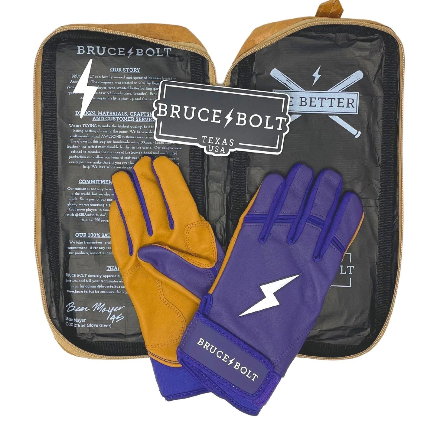 Shop Bruce Bolt PREMIUM PRO Short Cuff Batting Gloves: Purple